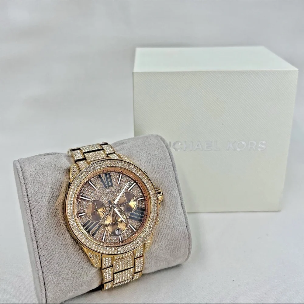 Michael Kors MK6452 Wren Rose Gold Pave Glitz StainlessSteel Women's Wrist Watch